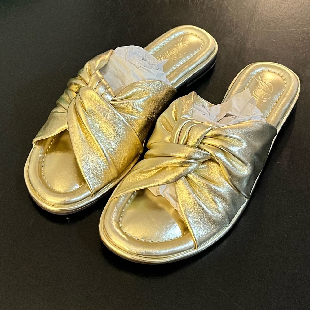 J. Crew Metallic Leather Twisted Knot Menorca Sandal